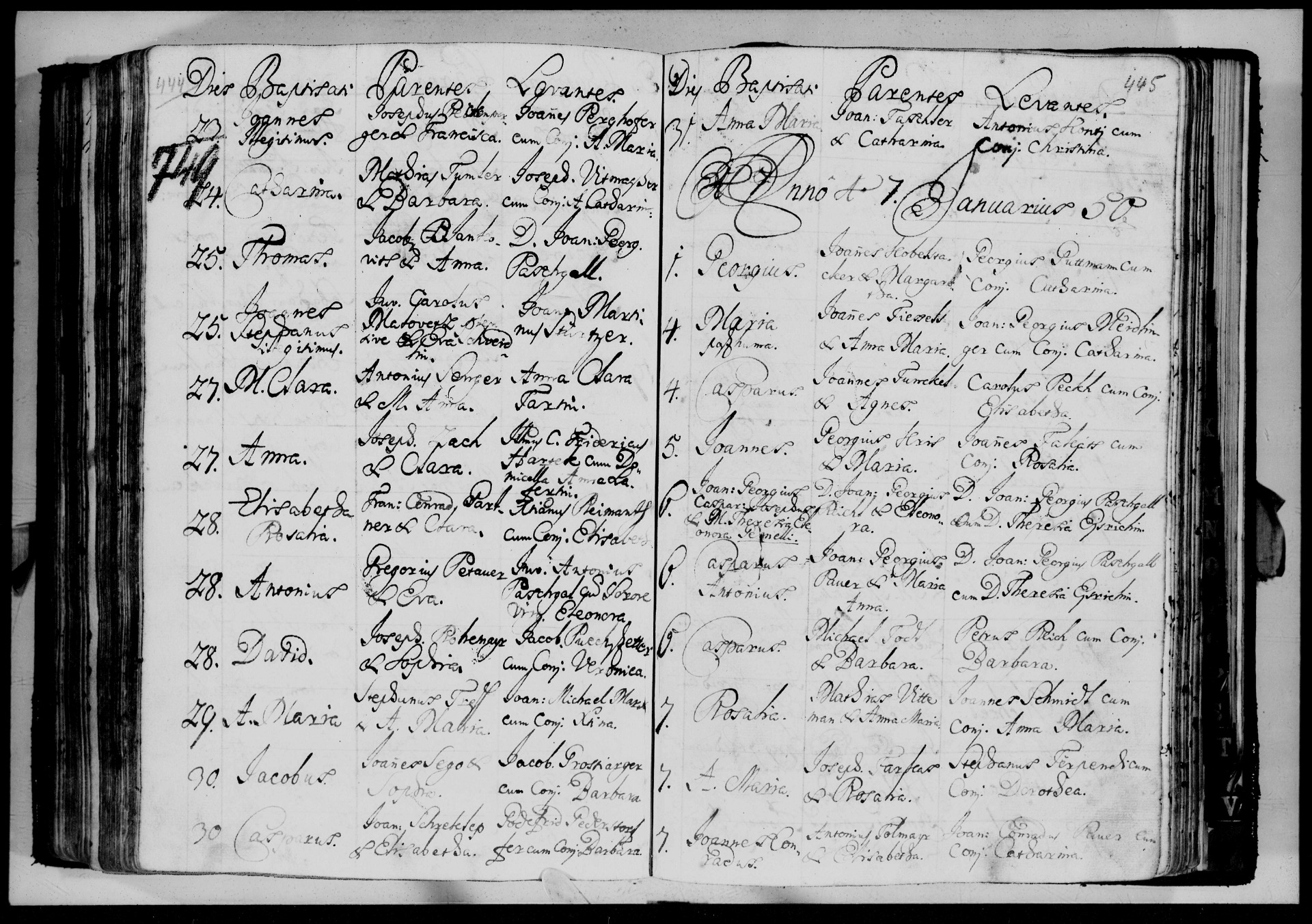 Latin nyelvű anyakönyv 1749-ből