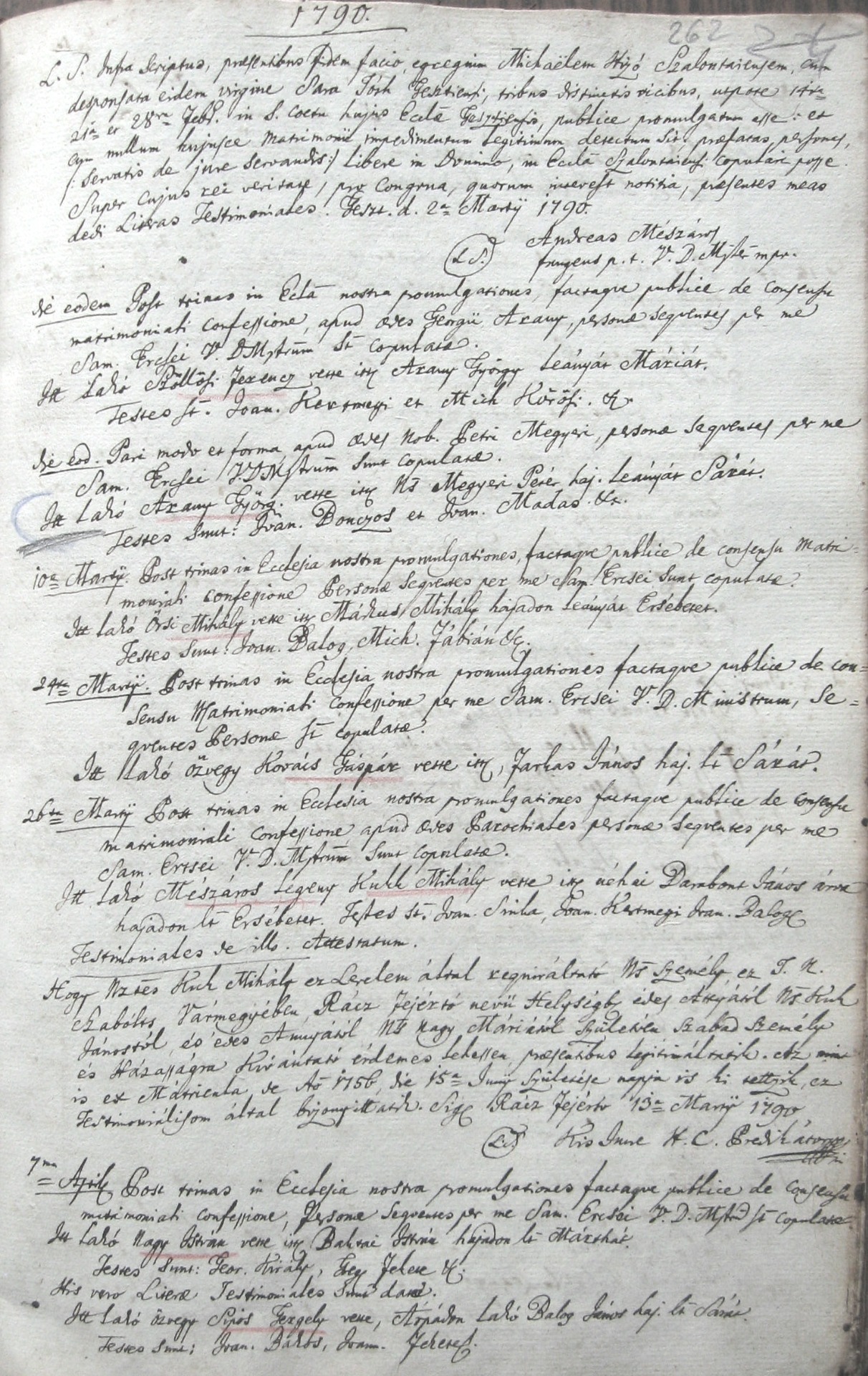 Arany János szüleinek házassági anyakönyve 1790.03.03. Nagyszalonta