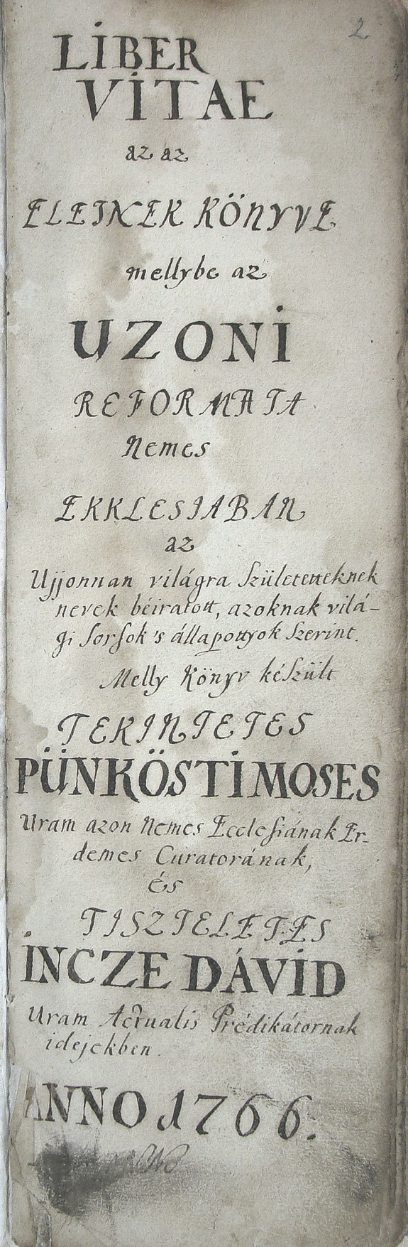Uzon, Háromszék vármegye, református anyakönyv 1766.